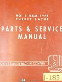 Jones & Lamson-Jones & Lamson No. 5, Ram Type Turret Lathe, Instructions and Parts Manual 1958-No. 5-01